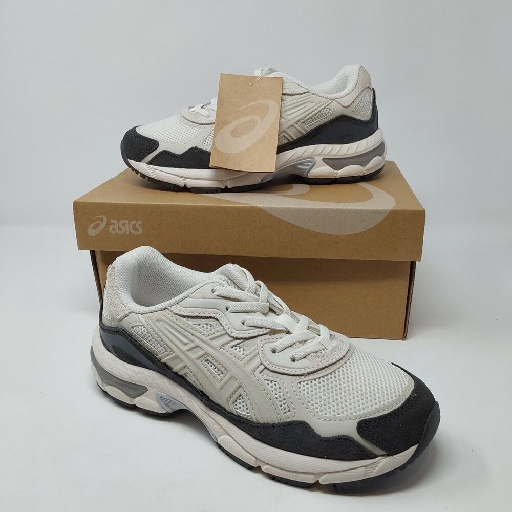 ASICS Gel-NYC PS Kids Size 3 Cream Smoke Grey Sneakers 1204A176-101 NIB